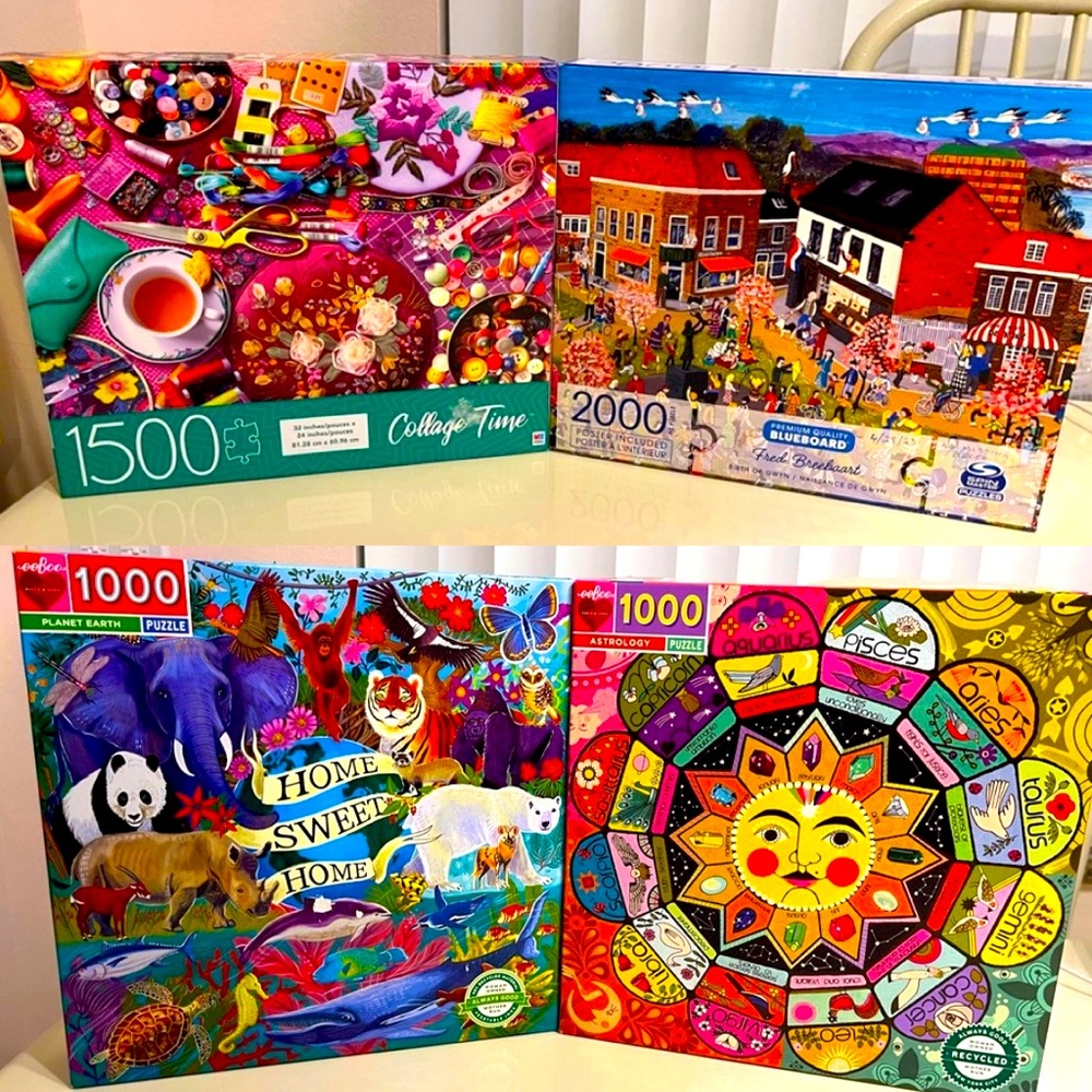 4 Jigsaw Puzzle Bundle Set, 2000, 1500, 1000, 1000
